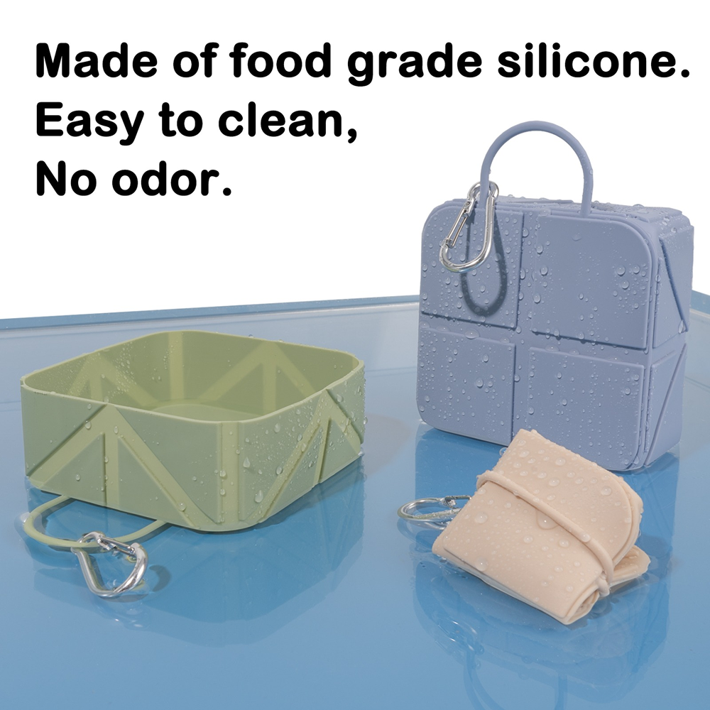 Pet Set Go  Foldable Square Bowl for Dogs (Pink)