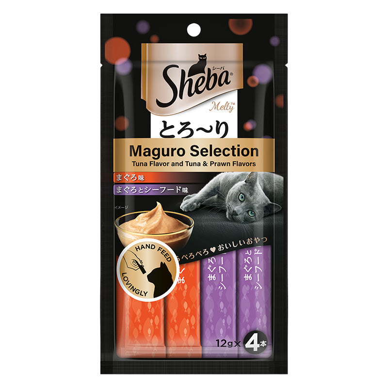 Sheba Tuna Flavor and Tuna & Prawn Maguro Selection Melty Premium Cat Treats