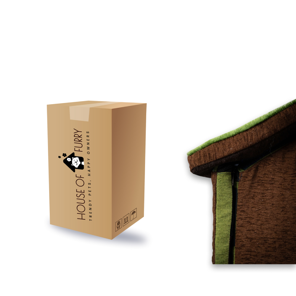 House of Furry Burno Hercules Washable Hut Style House for Dogs and Cats (Dark Coffee)
