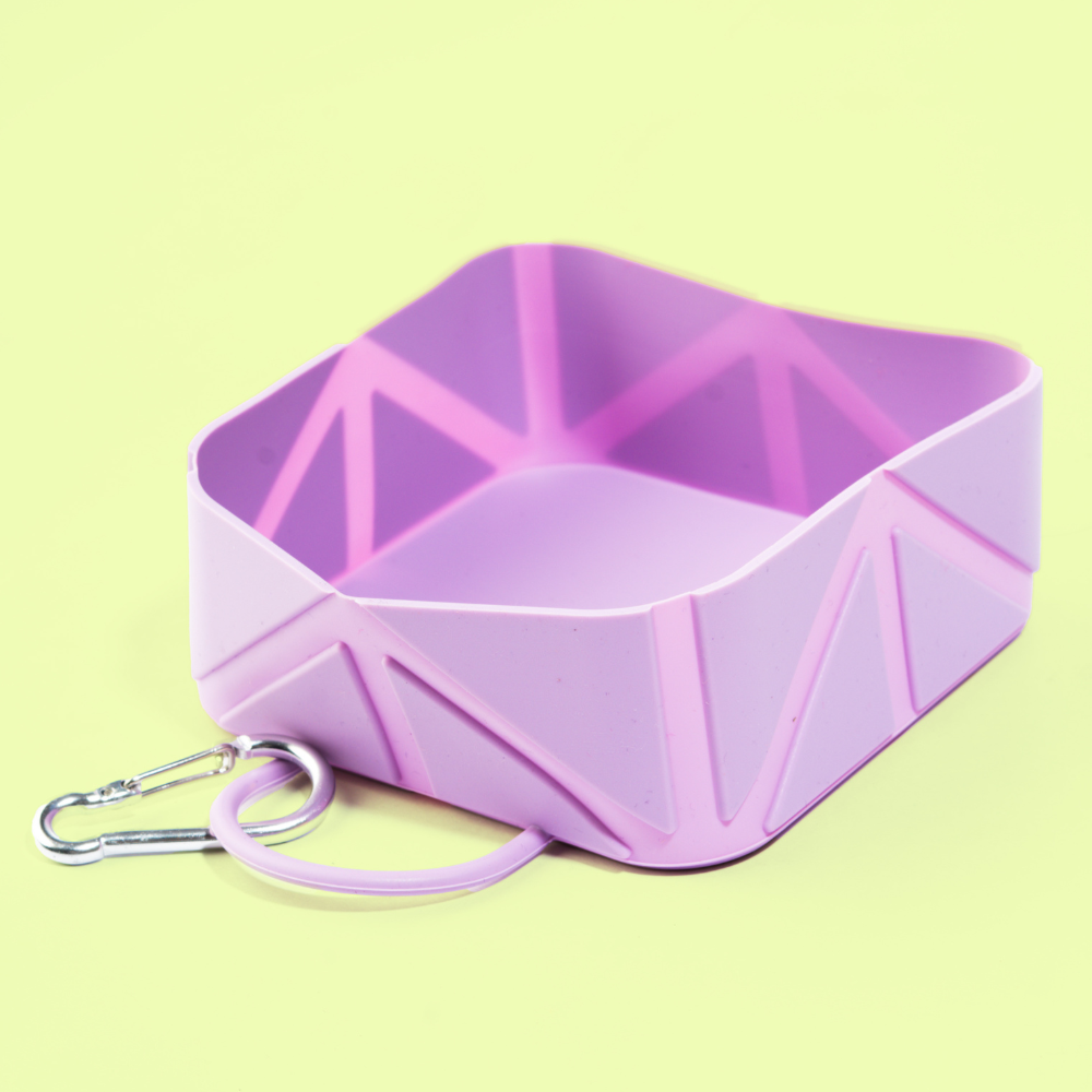 Pet Set Go  Foldable Square Bowl for Dogs (Purple)