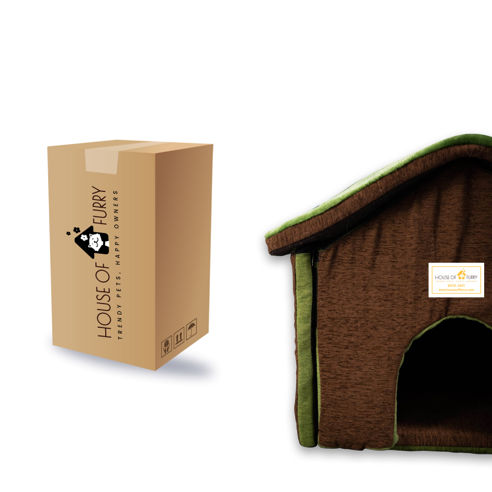 House of Furry Burno Hercules Washable Hut Style House for Dogs and Cats (Dark Coffee)