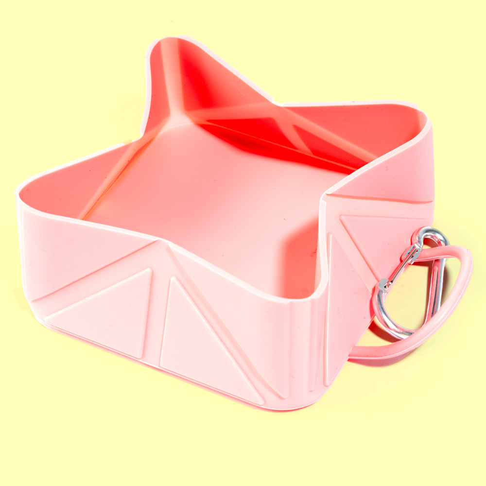 Pet Set Go  Foldable Square Bowl for Dogs (Pink)