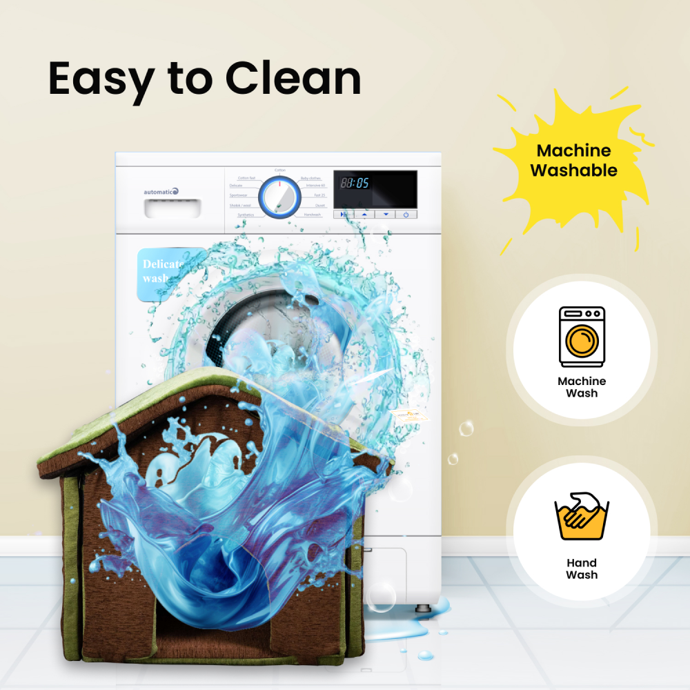 House of Furry Burno Hercules Washable Hut Style House for Dogs and Cats (Dark Coffee)