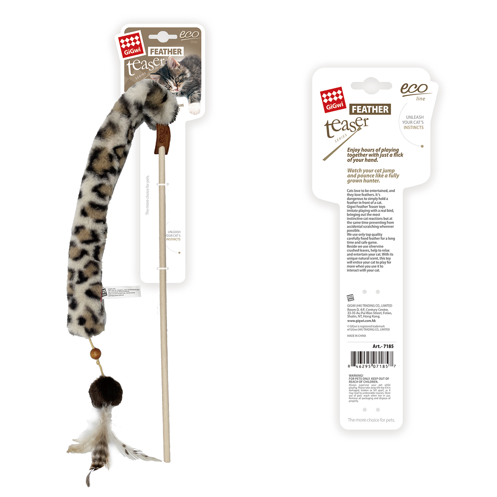 GiGwi Feather Teaser Eco Line Plush Tail Toy for Cats