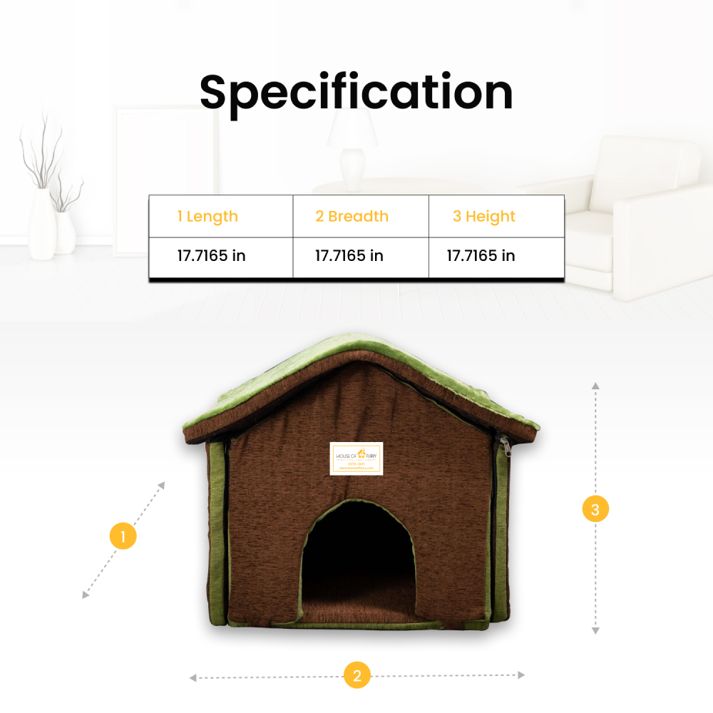 House of Furry Burno Hercules Washable Hut Style House for Dogs and Cats (Dark Coffee)