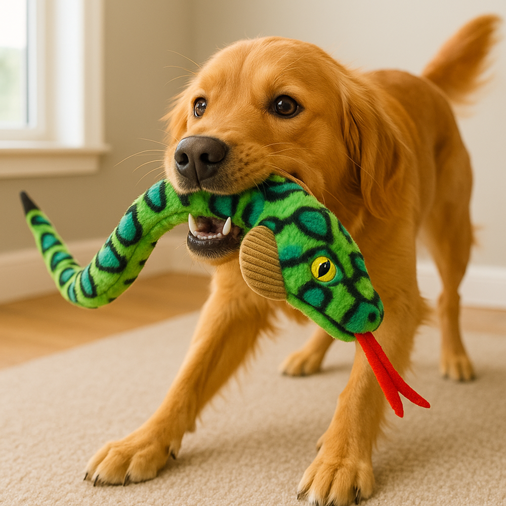 Talking Dog Club XL Cobra Rattle Plush Toy for Dogs (Green)