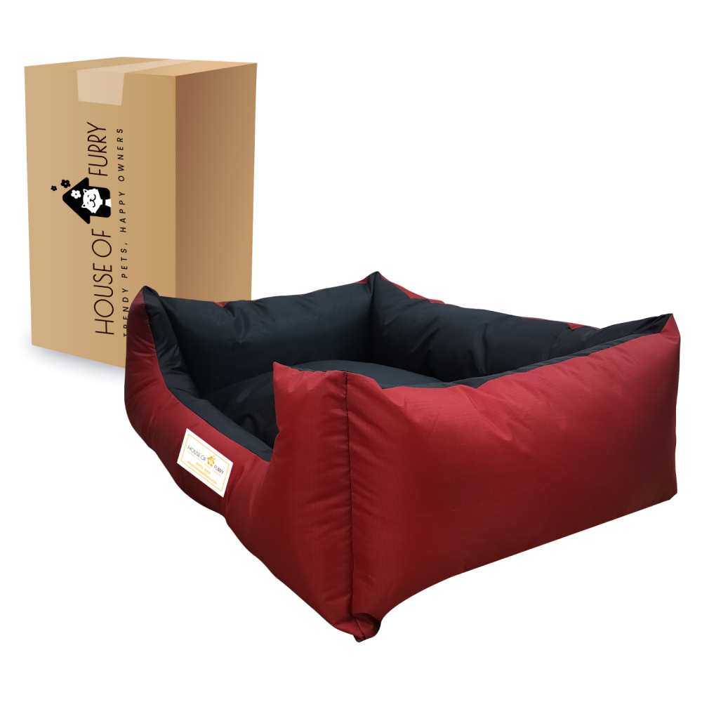 House of Furry Fully Waterproof High Bolster Ciru Bed for Dogs and Cats (Multicolor)