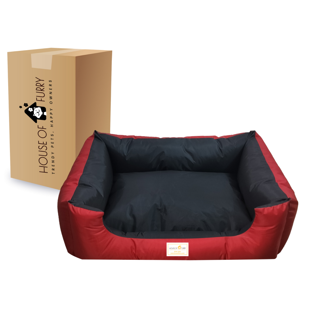 House of Furry Fully Waterproof High Bolster Ciru Bed for Dogs and Cats (Multicolor)