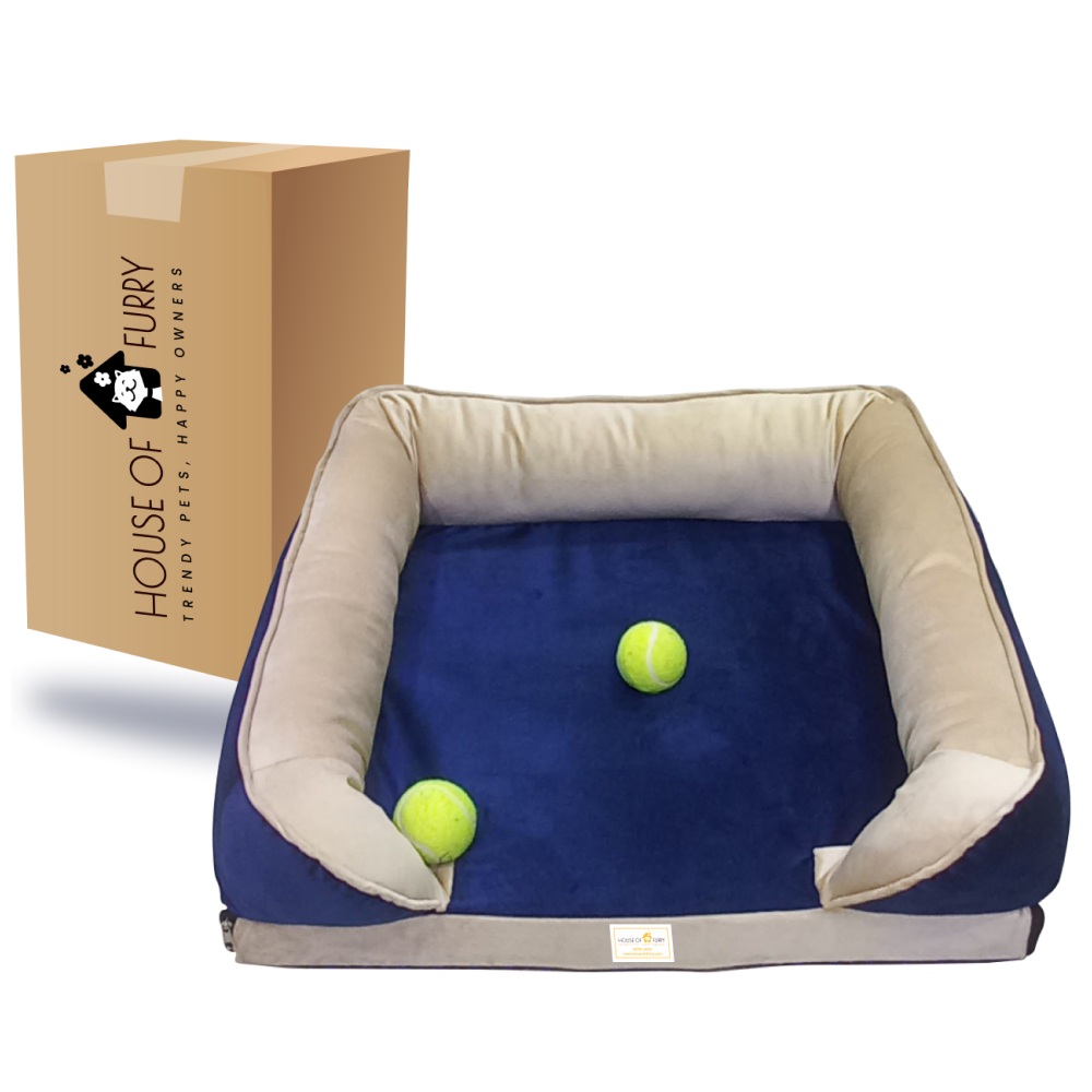 House of Furry Turkish Velvet Orthopedic Bolster Gunthar Bed for Dogs and Cats (Multicolor)