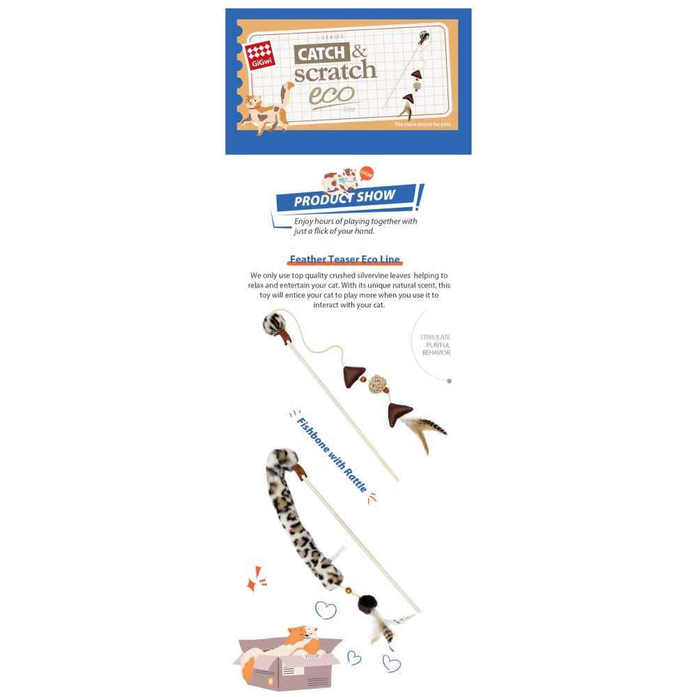 GiGwi Feather Teaser Eco Line Plush Tail Toy for Cats