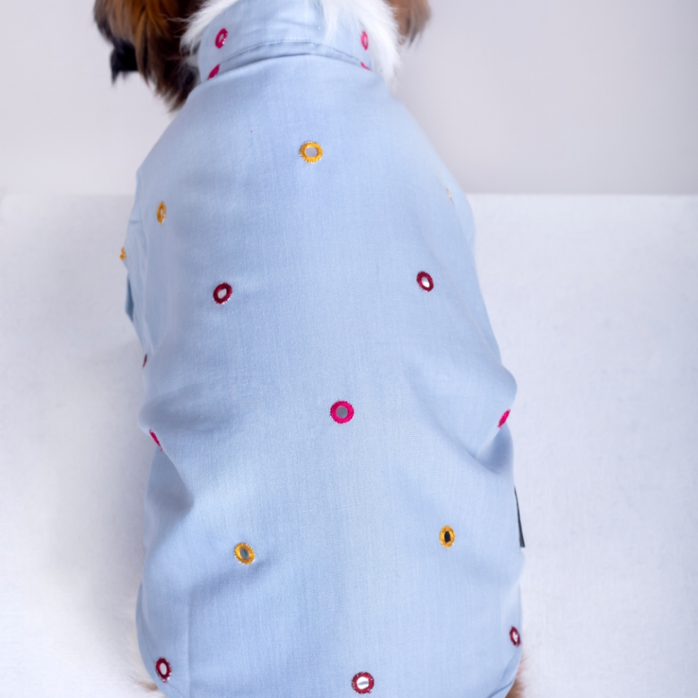 15 Furries Mirrorwork Kurta for Dogs (Blue)