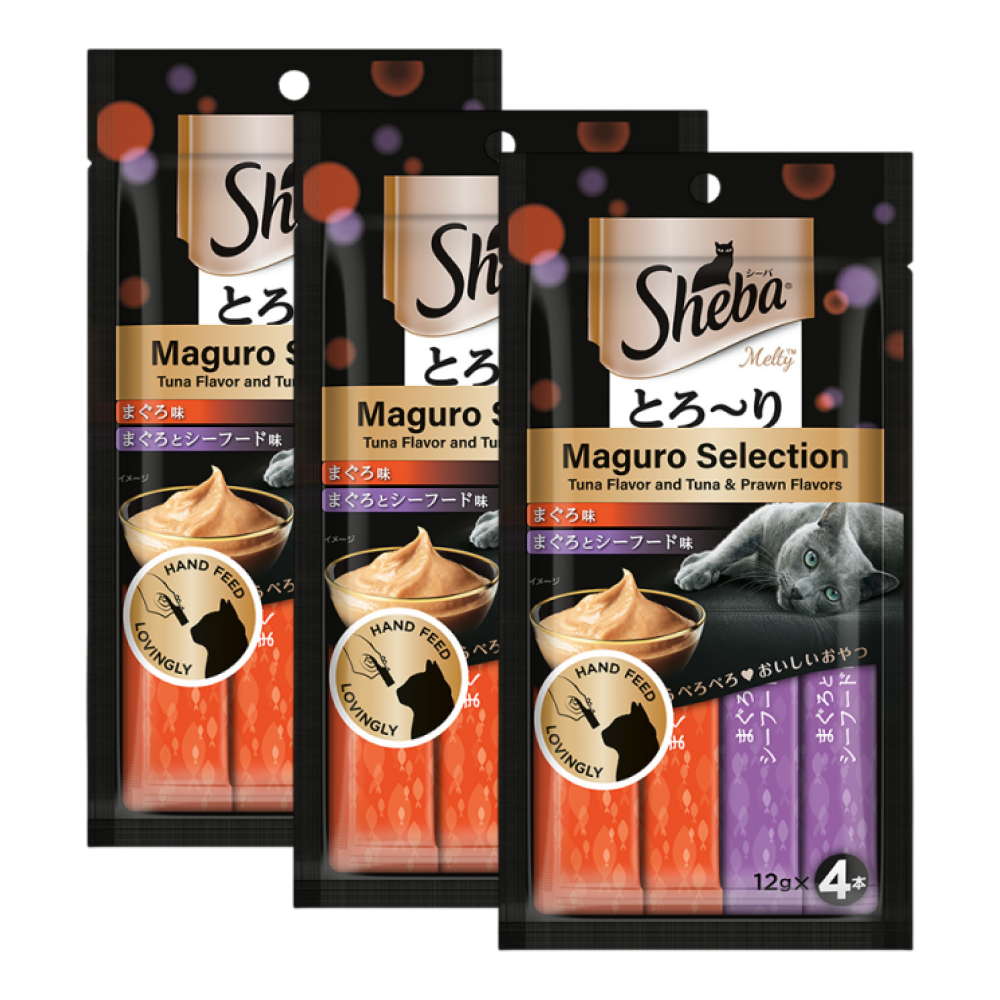 Sheba Tuna Flavor and Tuna & Prawn Maguro Selection Melty Premium Cat Treats
