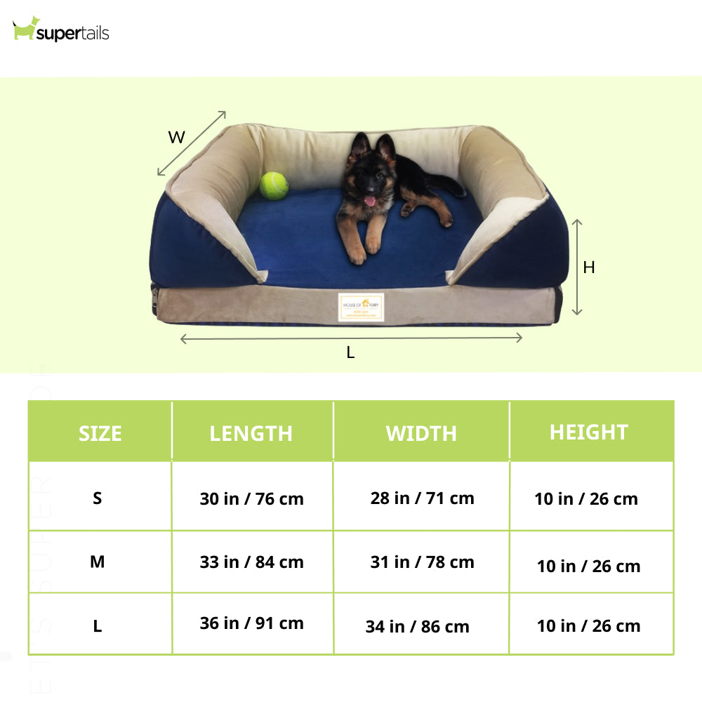 House of Furry Turkish Velvet Orthopedic Bolster Gunthar Bed for Dogs and Cats (Multicolor)