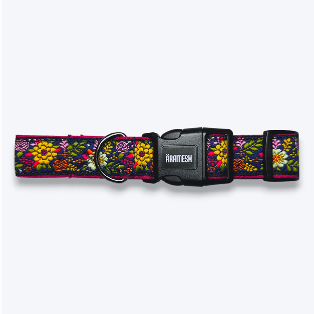 Aramesh Coastal Bloom Adjustable Collar for Dogs (Pink and Navy blue)