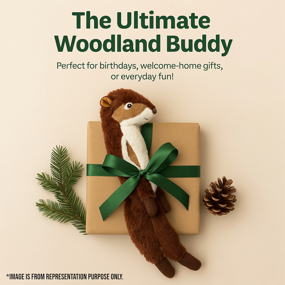 Talking Dog Club Chipmunk Stuffless Plush Toy for Dogs (Brown)