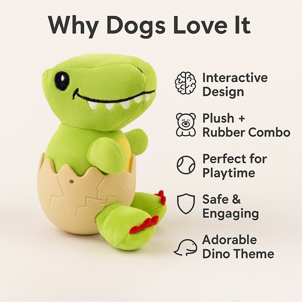 Talking Dog Club Dino in a Shell Plush Toy for Dogs (Green)