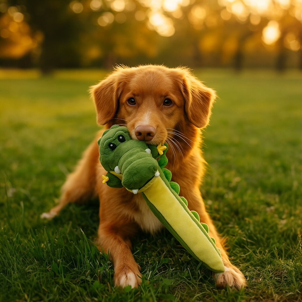 Talking Dog Club Gator Plush Toy for Dogs (Green)