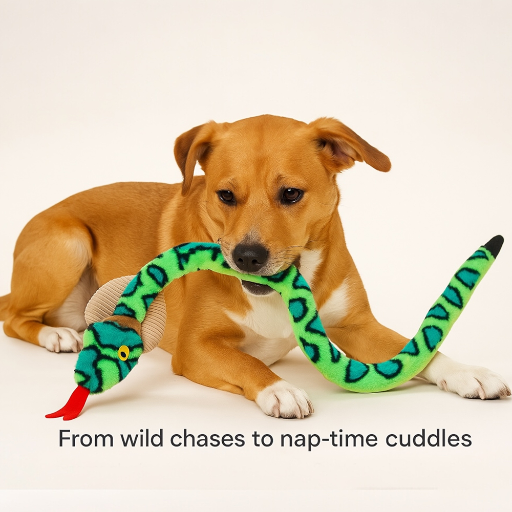 Talking Dog Club XL Cobra Rattle Plush Toy for Dogs (Green)