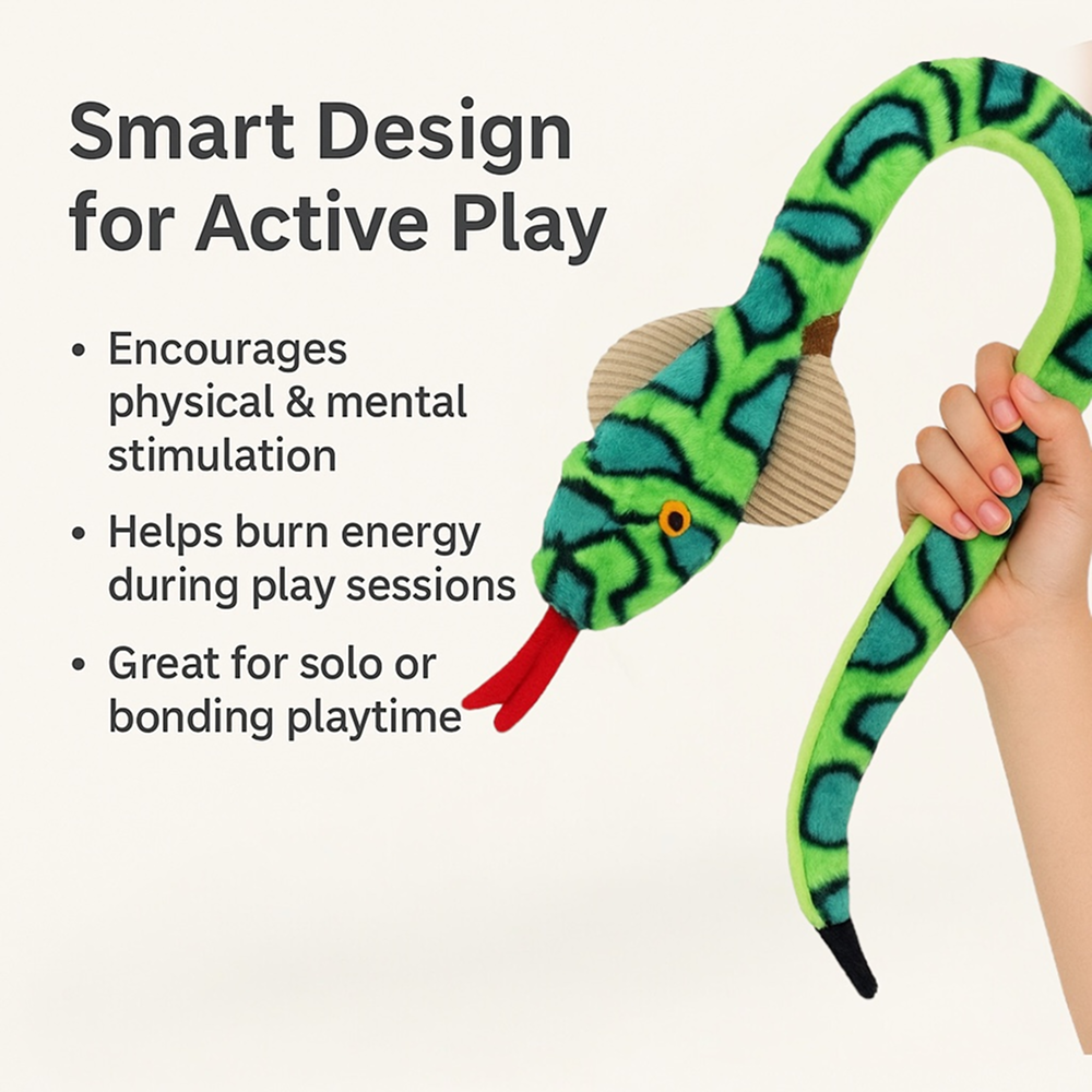 Talking Dog Club XL Cobra Rattle Plush Toy for Dogs (Green)