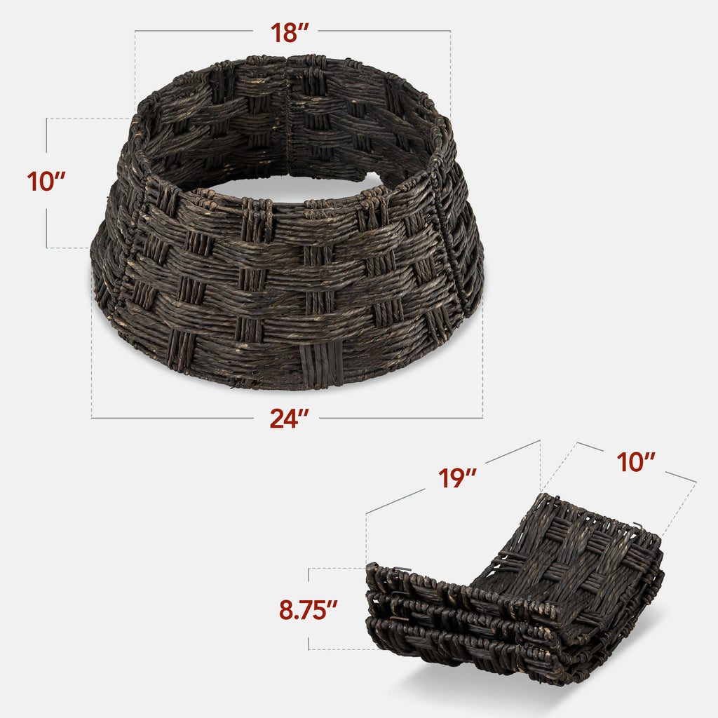 Basket Woven Hyacinth Christmas Holiday Tree Collar - 24in