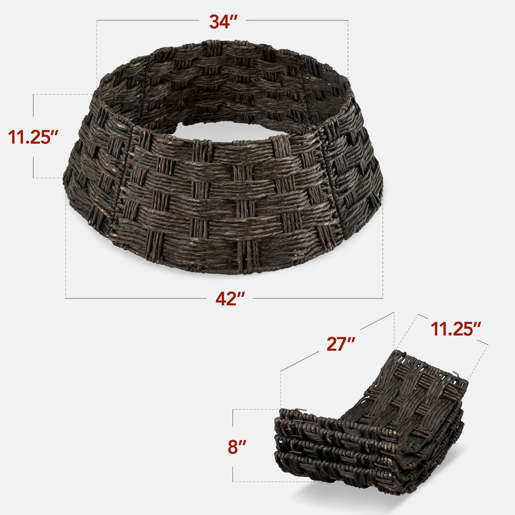 Basket Woven Hyacinth Christmas Holiday Tree Collar - 42in