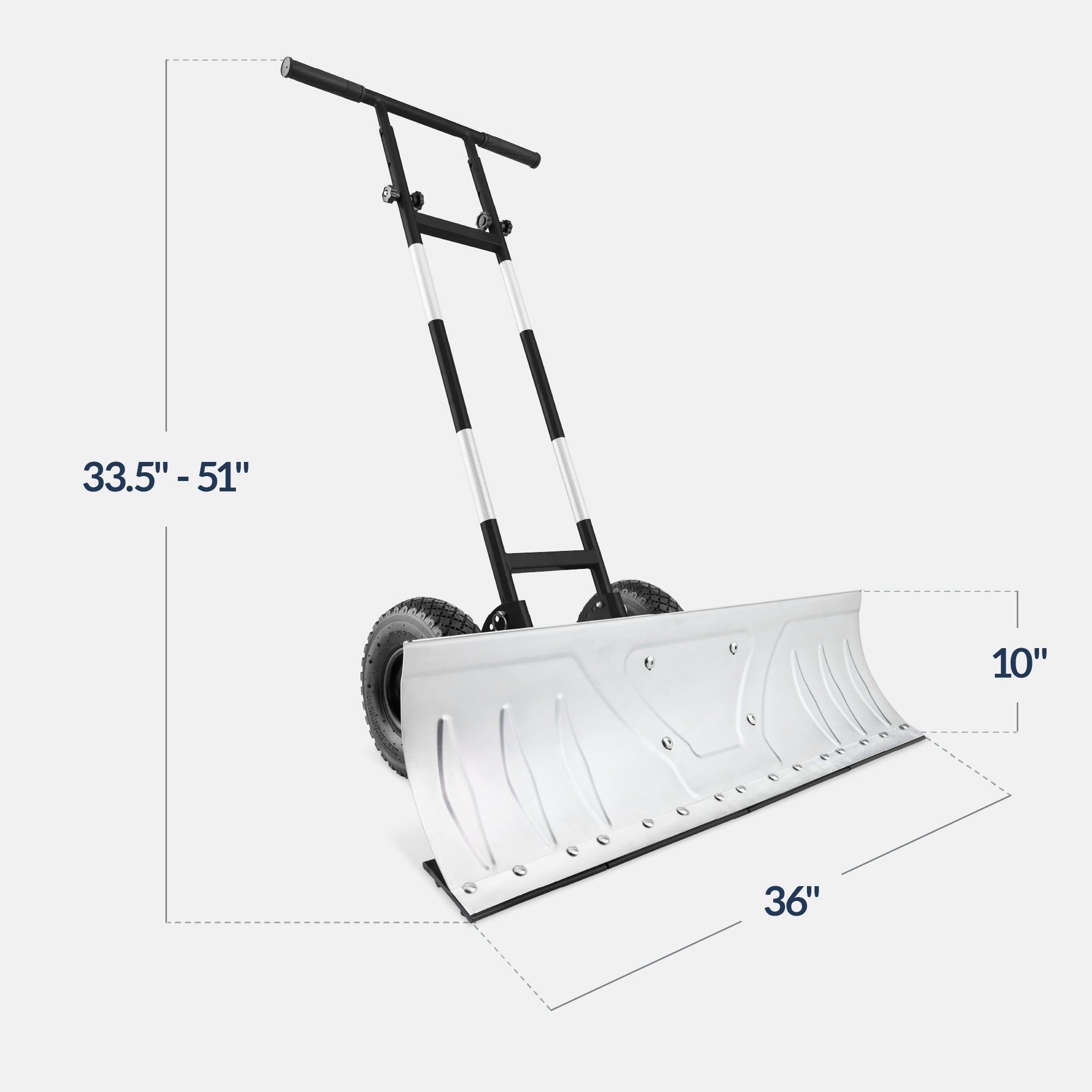 2-Wheel Snow Pusher w/ Adjustable Handle, Reflective Tape - 36in
