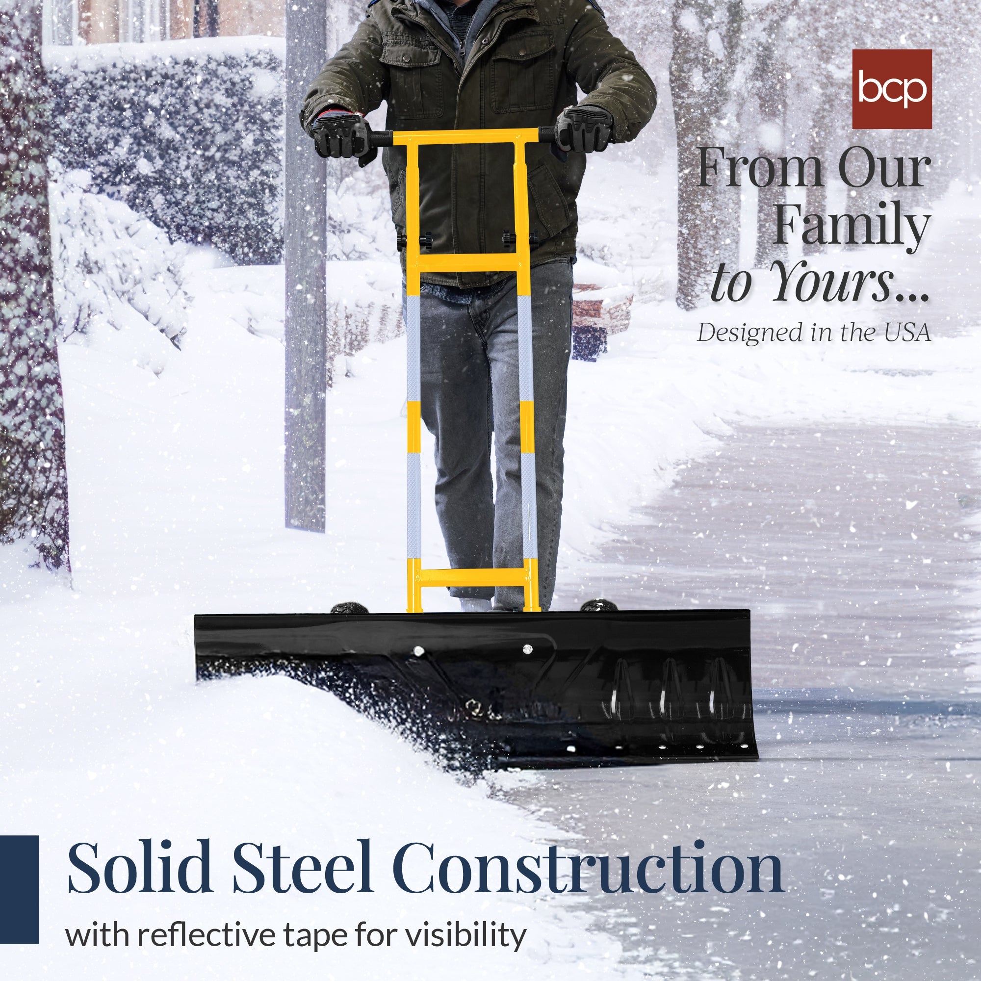 2-Wheel Snow Pusher w/ Adjustable Handle, Reflective Tape - 36in