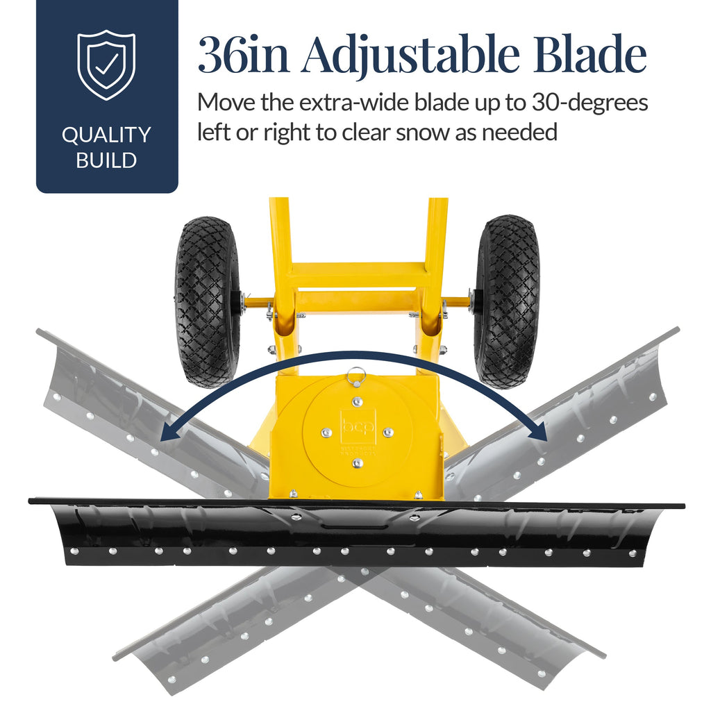 2-Wheel Snow Pusher w/ Adjustable Handle, Reflective Tape - 36in
