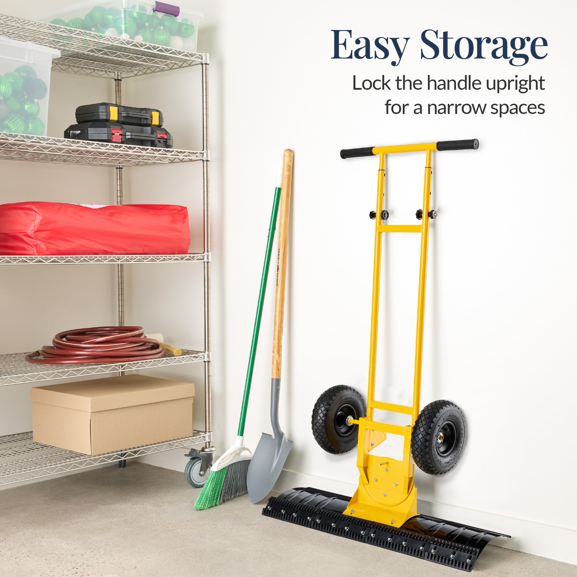 2-Wheel Snow Pusher w/ Adjustable Handle, Reflective Tape - 36in