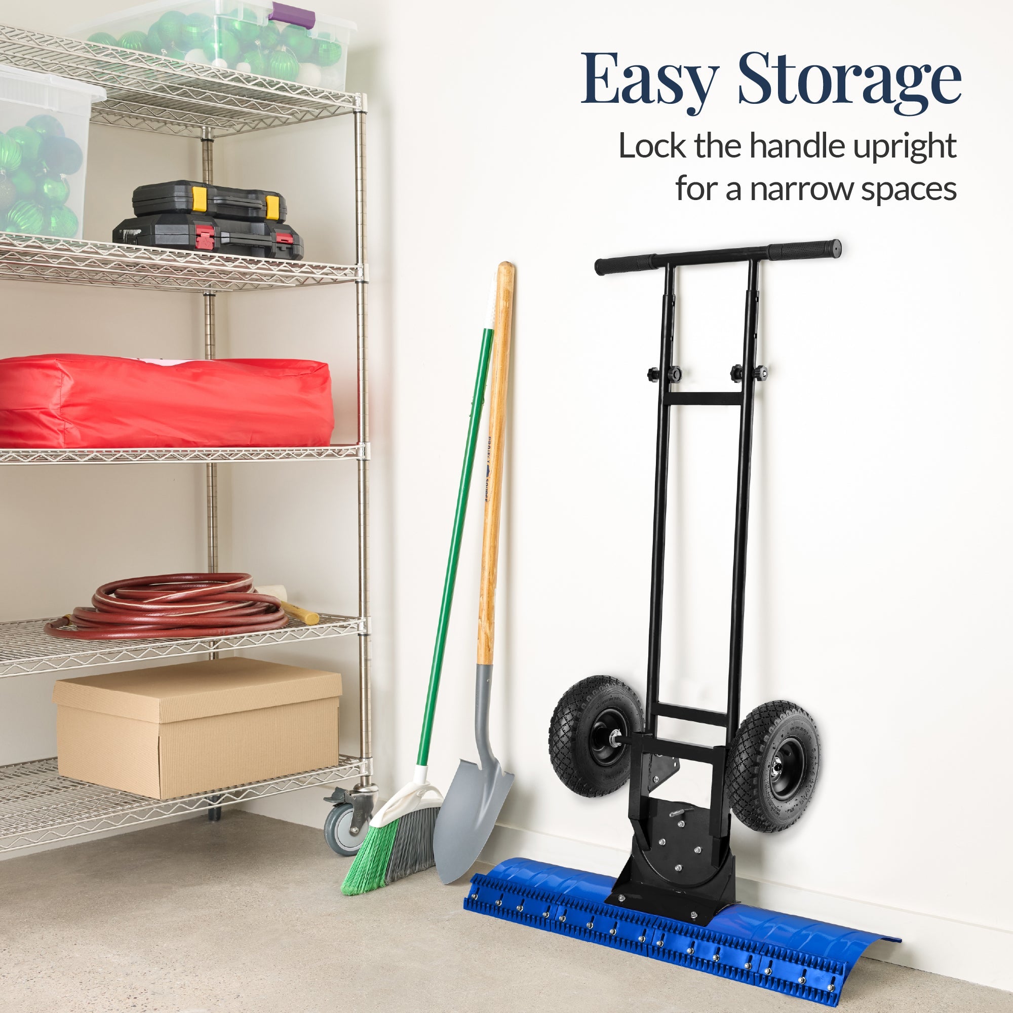 2-Wheel Snow Pusher w/ Adjustable Handle, Reflective Tape - 36in