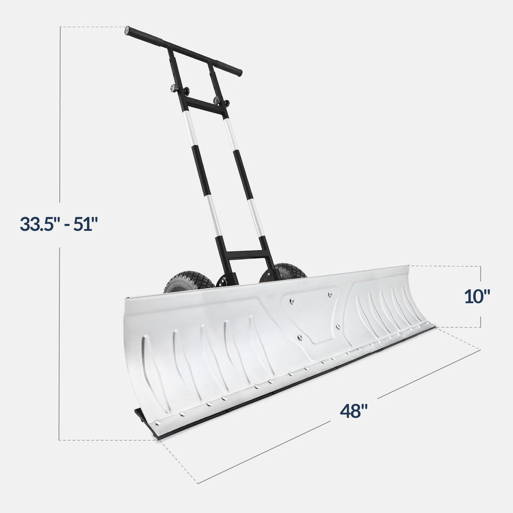 2-Wheel Snow Pusher w/ Adjustable Handle, Reflective Tape - 48in