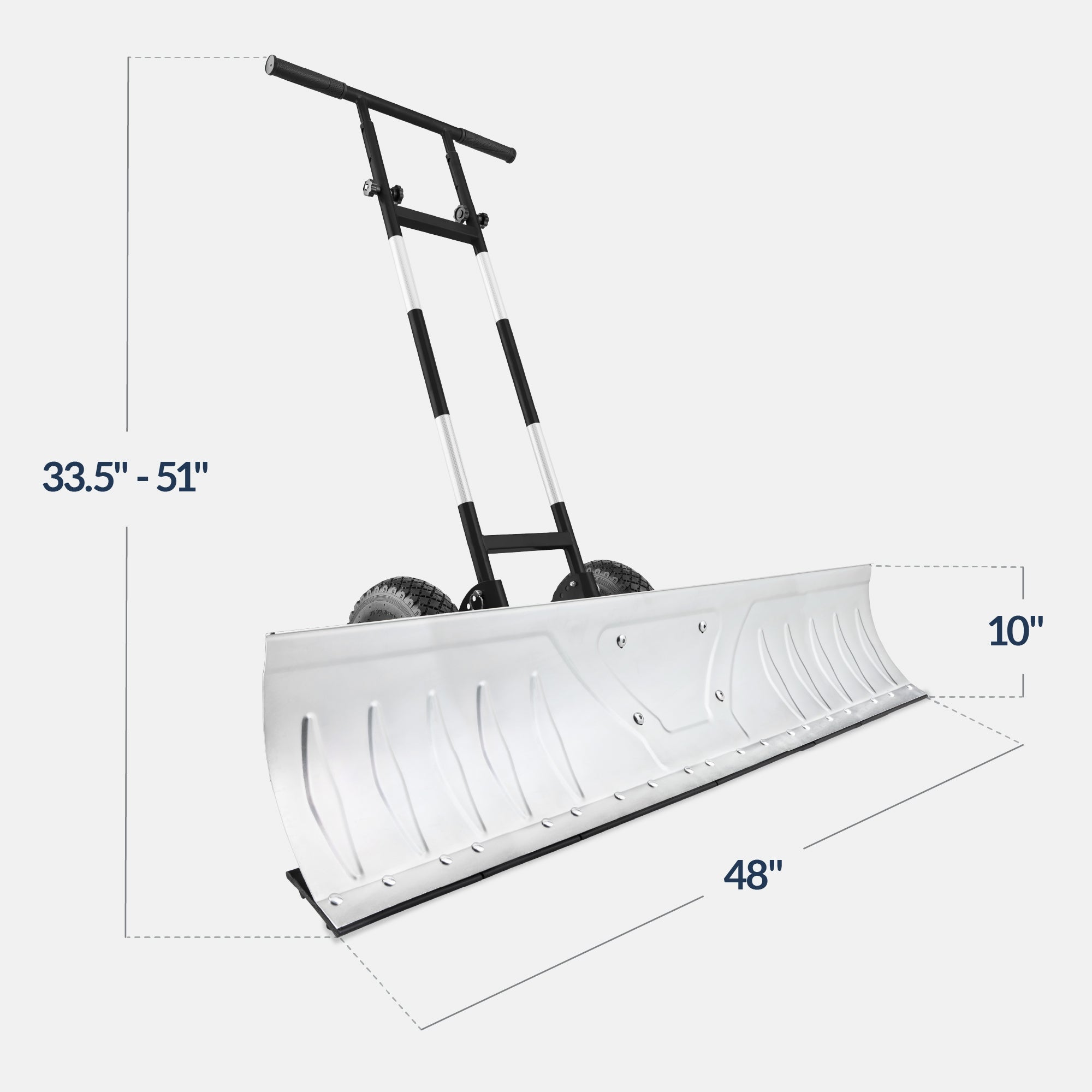 2-Wheel Snow Pusher w/ Adjustable Handle, Reflective Tape - 48in