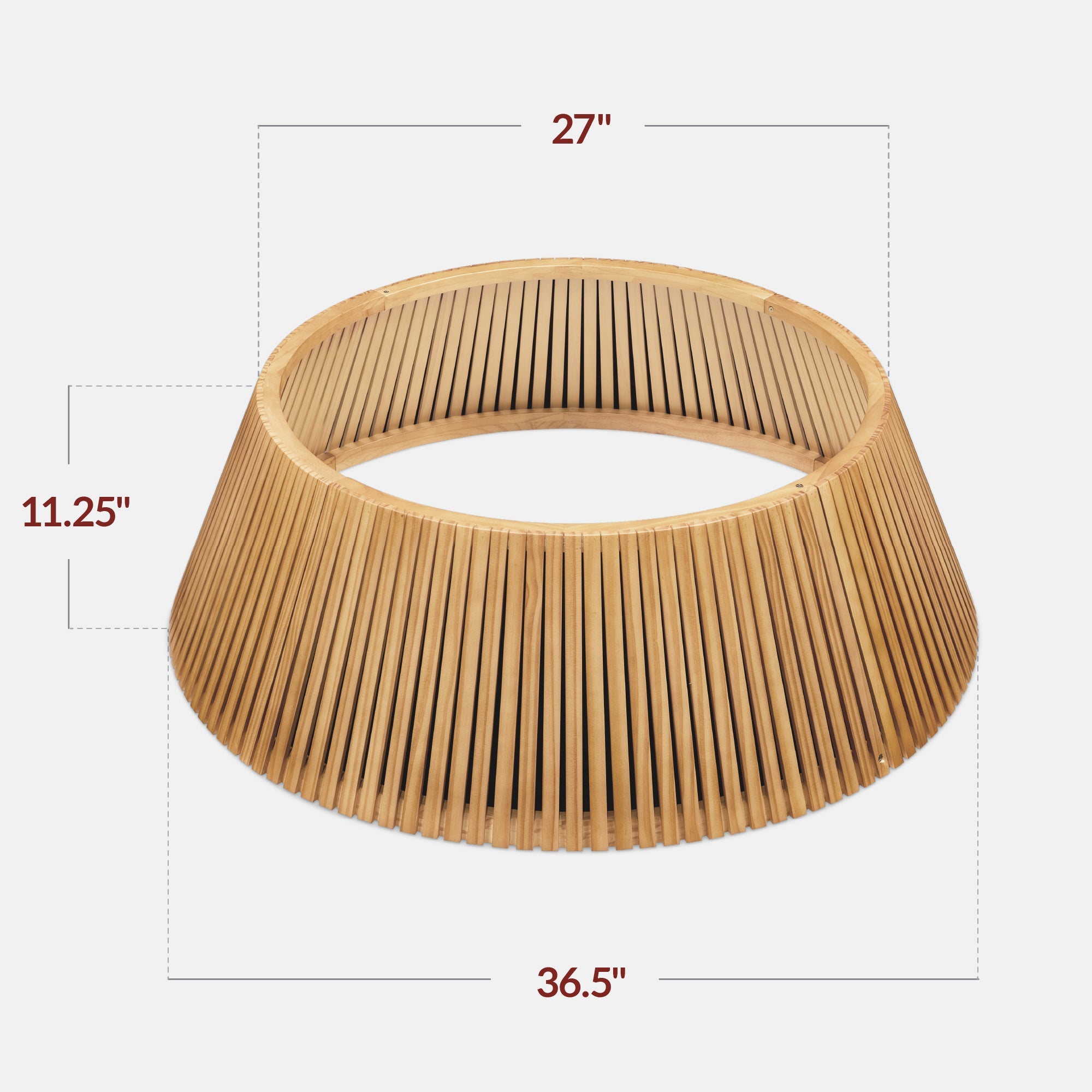 Christmas Tree Collar, Solid Wood Slatted Tree Accessory - 36in