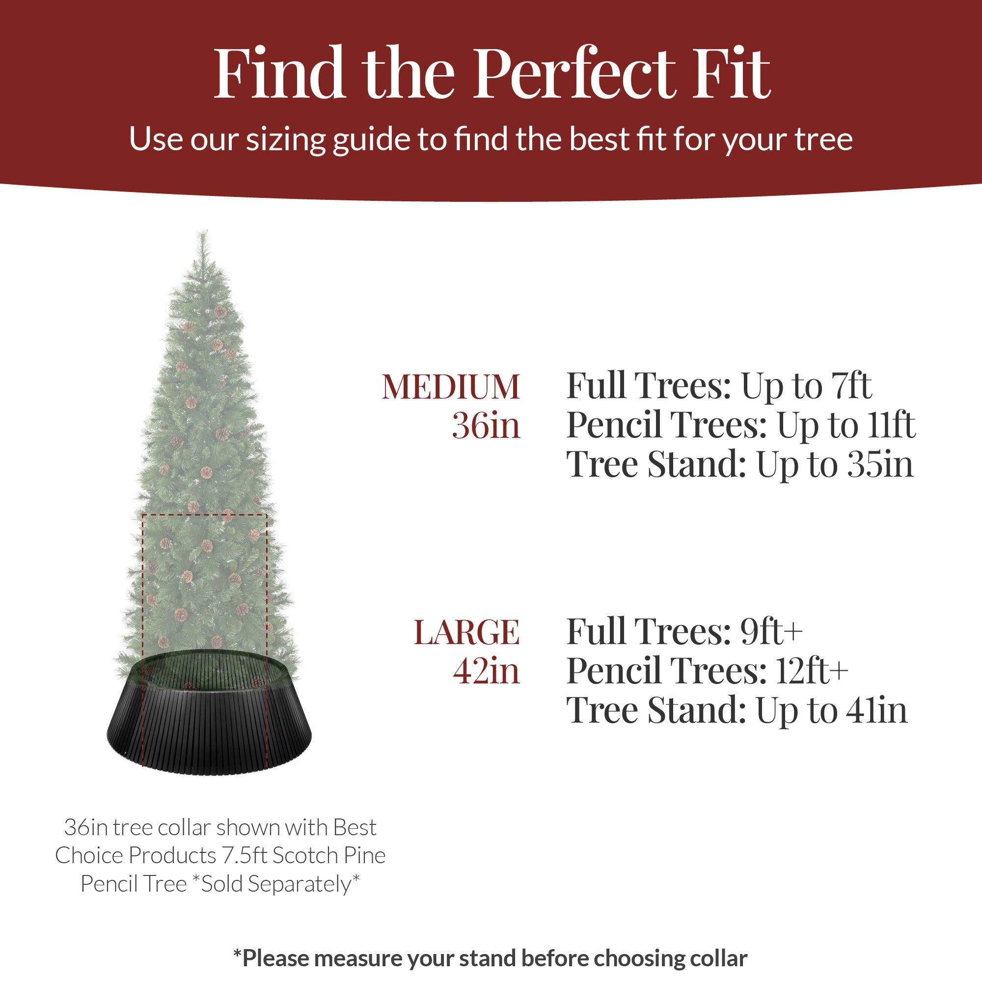 Christmas Tree Collar, Solid Wood Slatted Tree Accessory - 42in