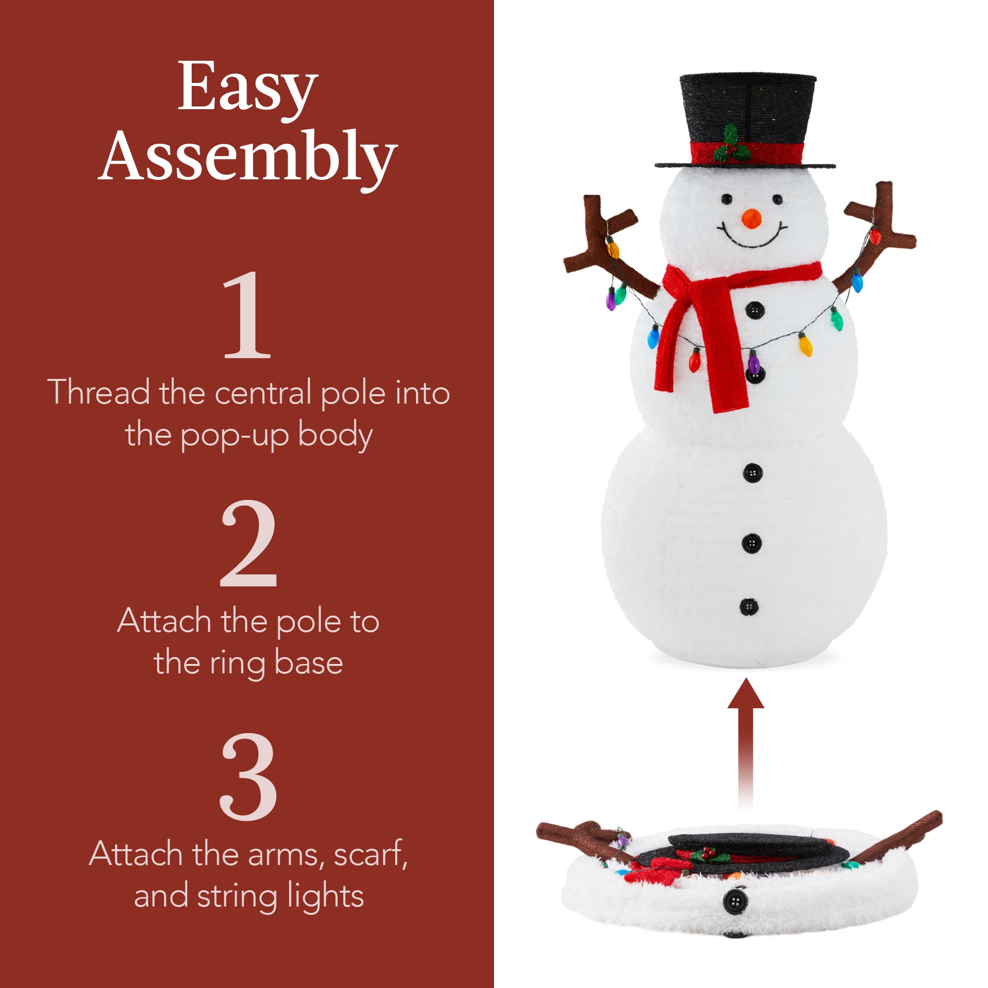 Lighted Pop-Up Snowman Outdoor Christmas Decoration w/ LED Lights