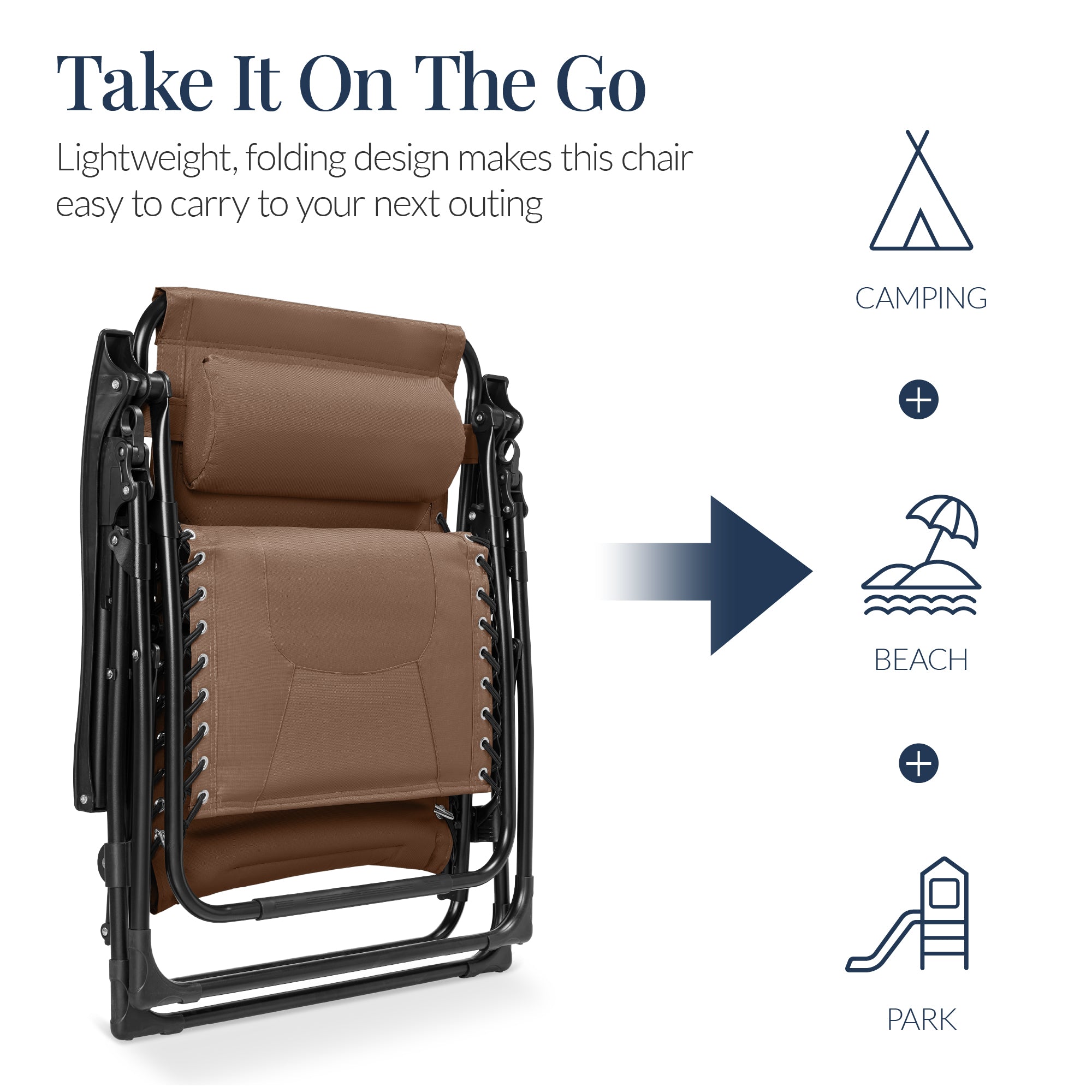 Oversized Padded Zero Gravity Chair, Folding Recliner w/ Headrest, Side Tray