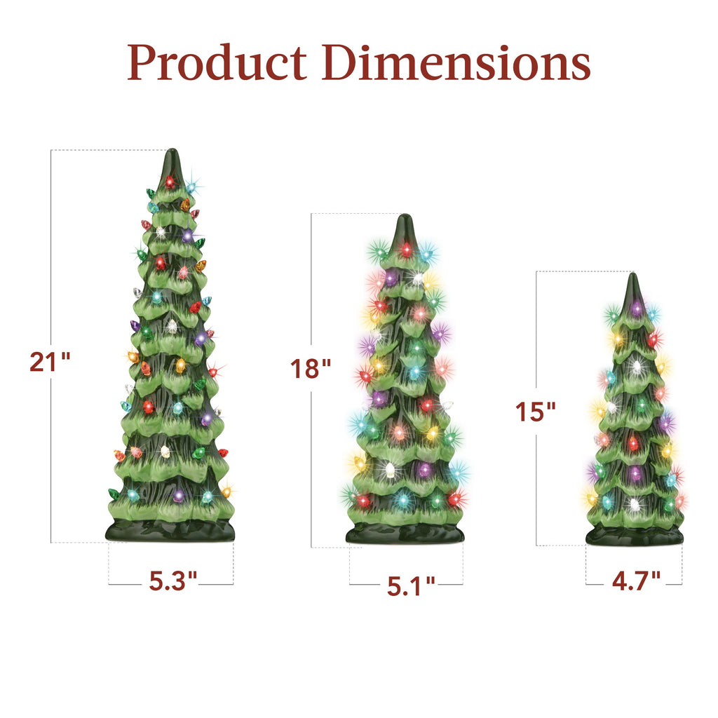 Best Choice Products Set of 3 XL Pre-Lit Ceramic Tabletop Christmas Trees
