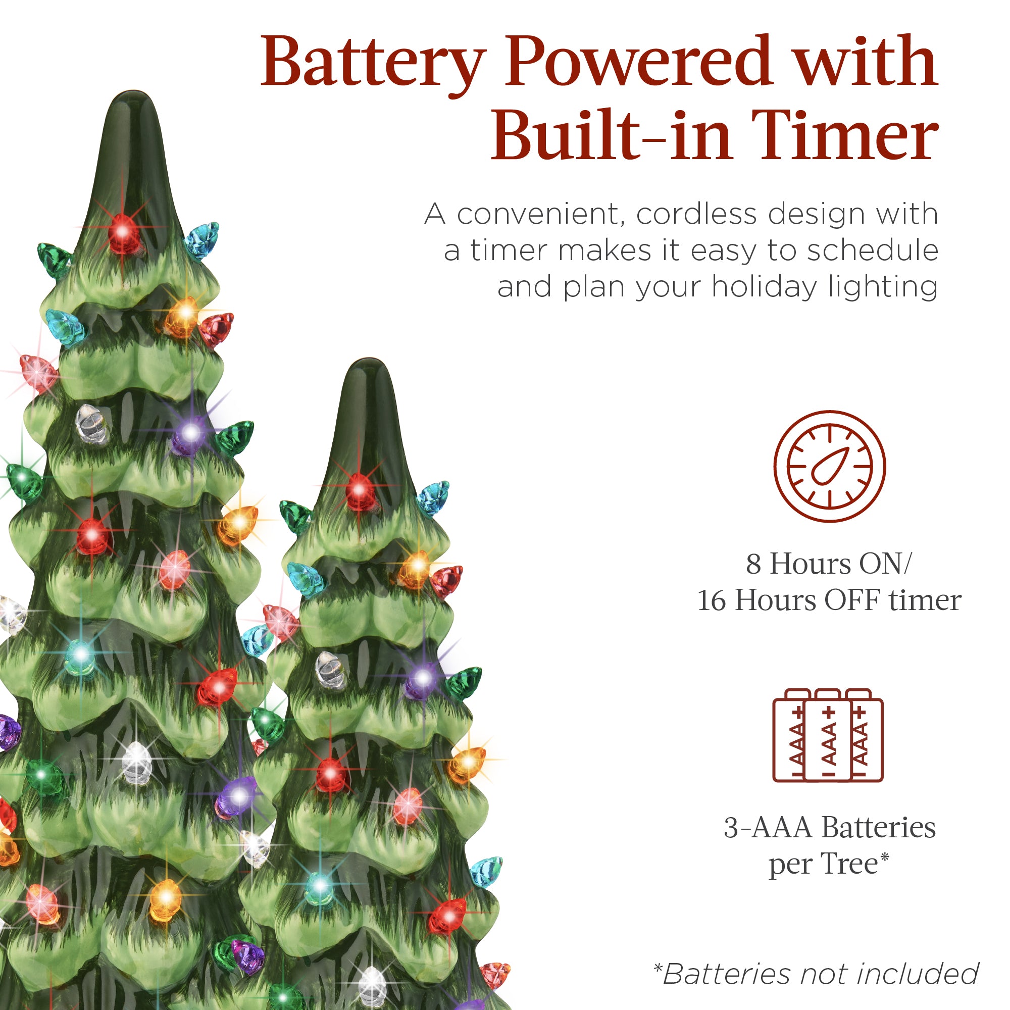 Best Choice Products Set of 3 XL Pre-Lit Ceramic Tabletop Christmas Trees