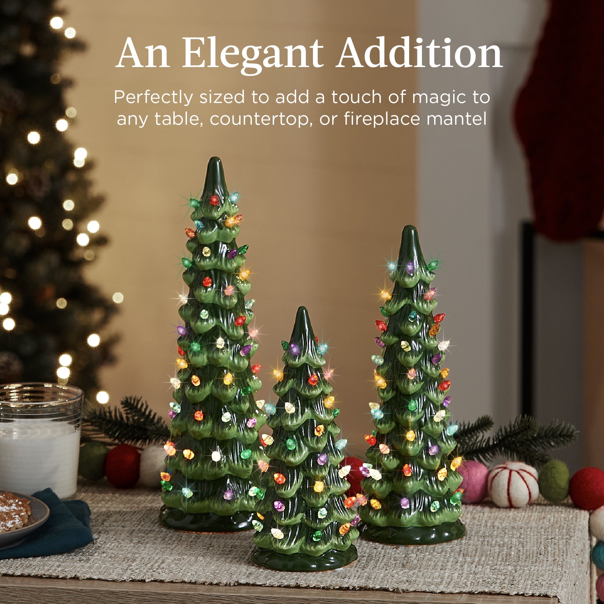 Best Choice Products Set of 3 XL Pre-Lit Ceramic Tabletop Christmas Trees