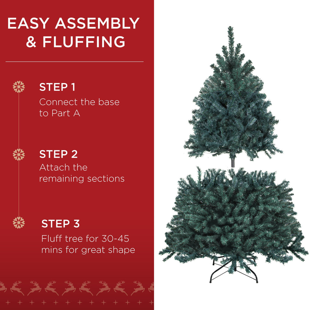 Unlit Artificial Blue Spruce Christmas Tree, w/Easy Assembly