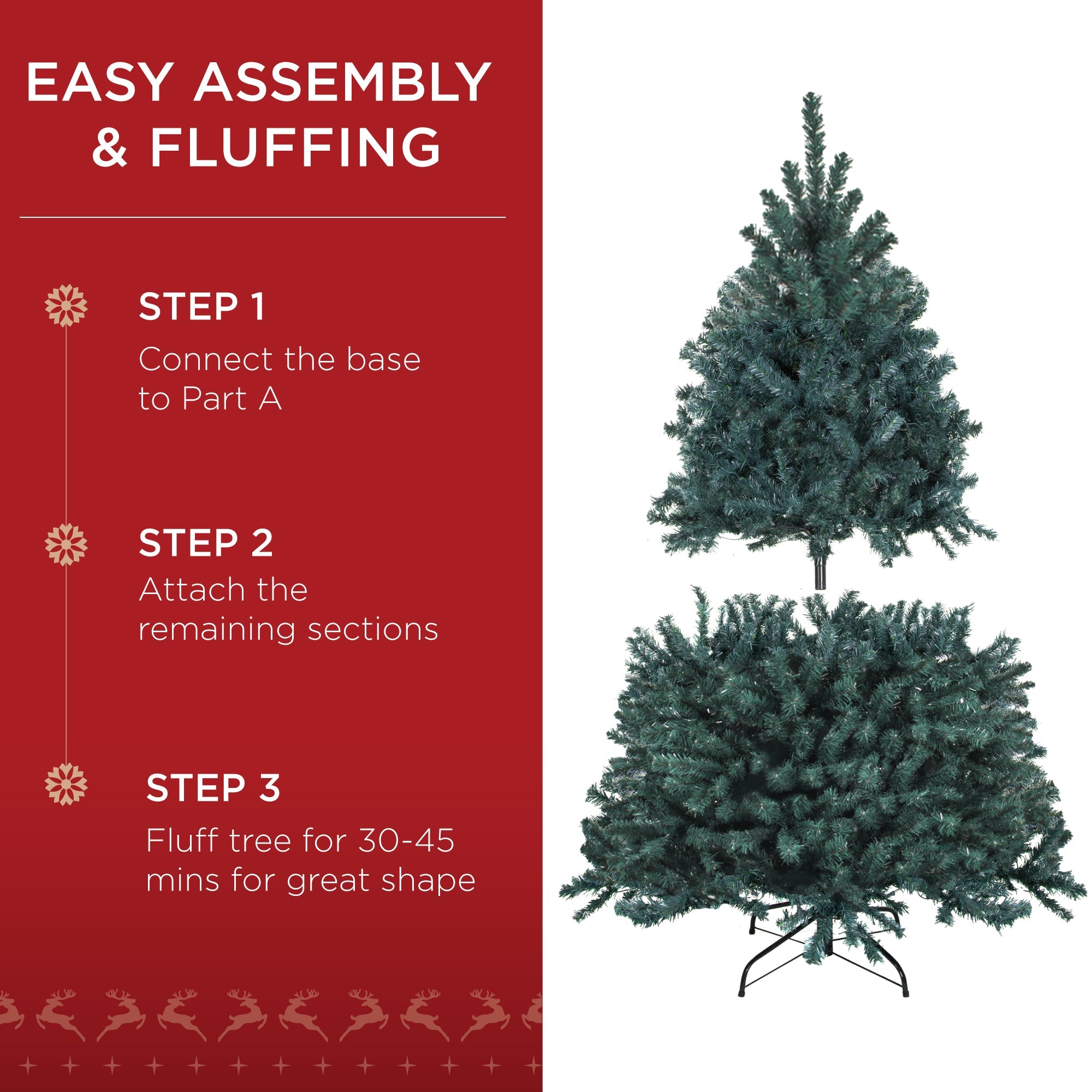 Unlit Artificial Blue Spruce Christmas Tree, w/Easy Assembly