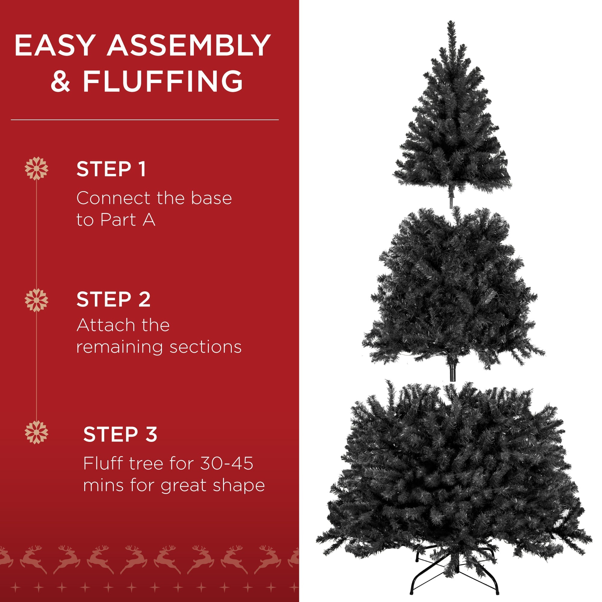 Unlit Artificial Black Spruce Christmas Tree, w/Easy Assembly