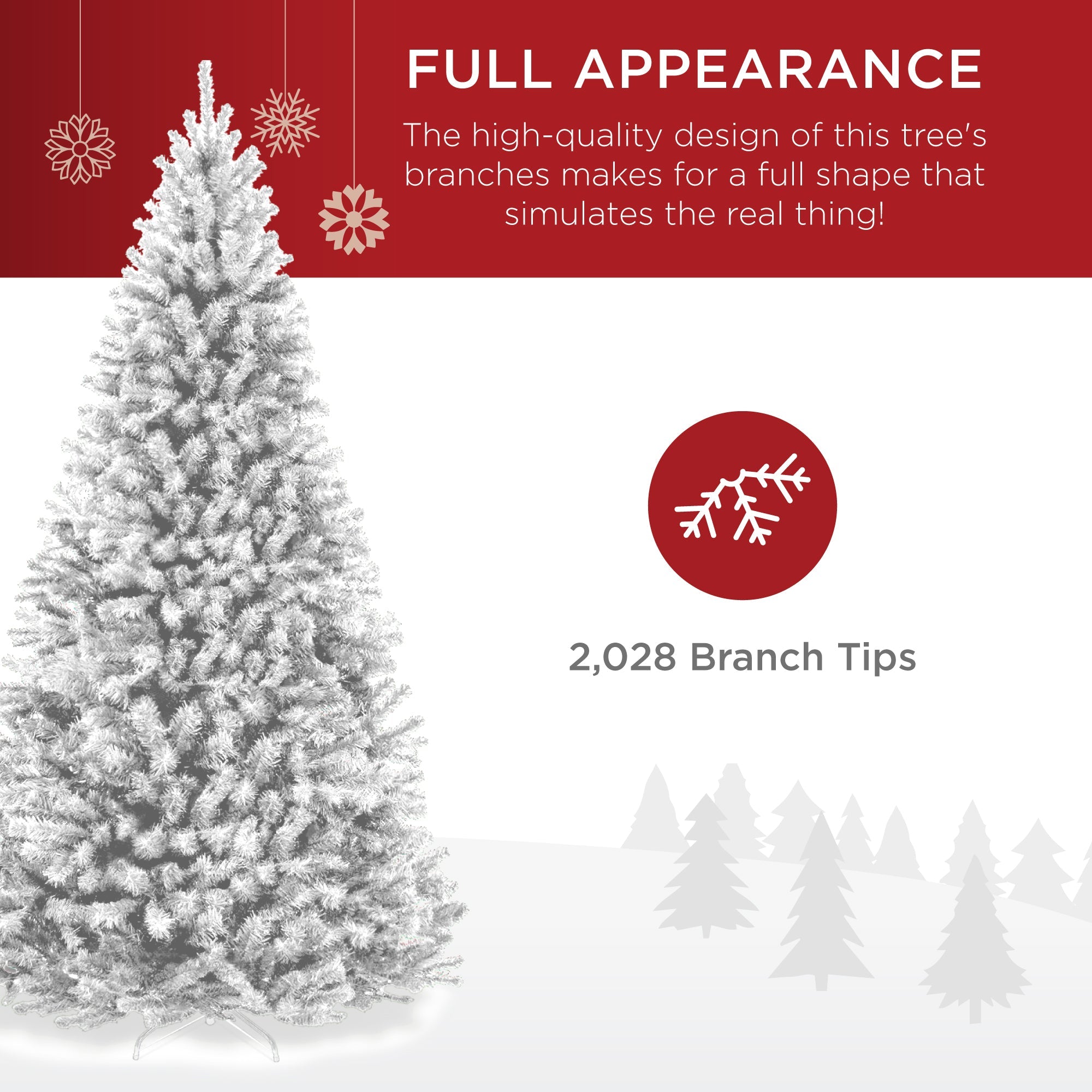 Unlit Artificial White Spruce Christmas Tree, w/Easy Assembly
