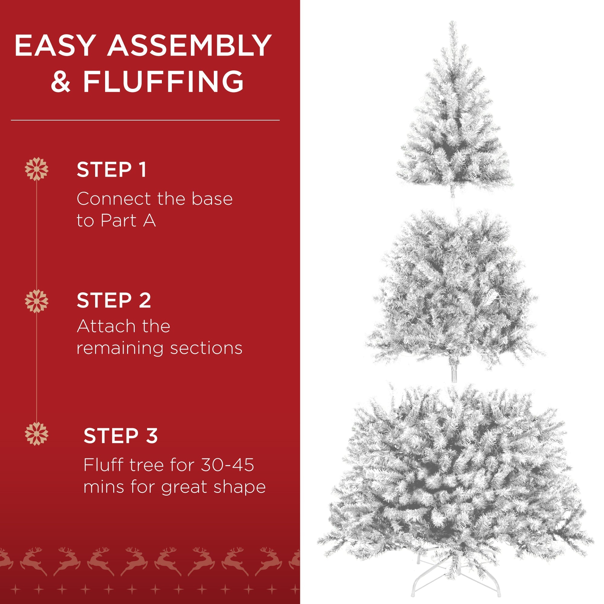 Unlit Artificial White Spruce Christmas Tree, w/Easy Assembly