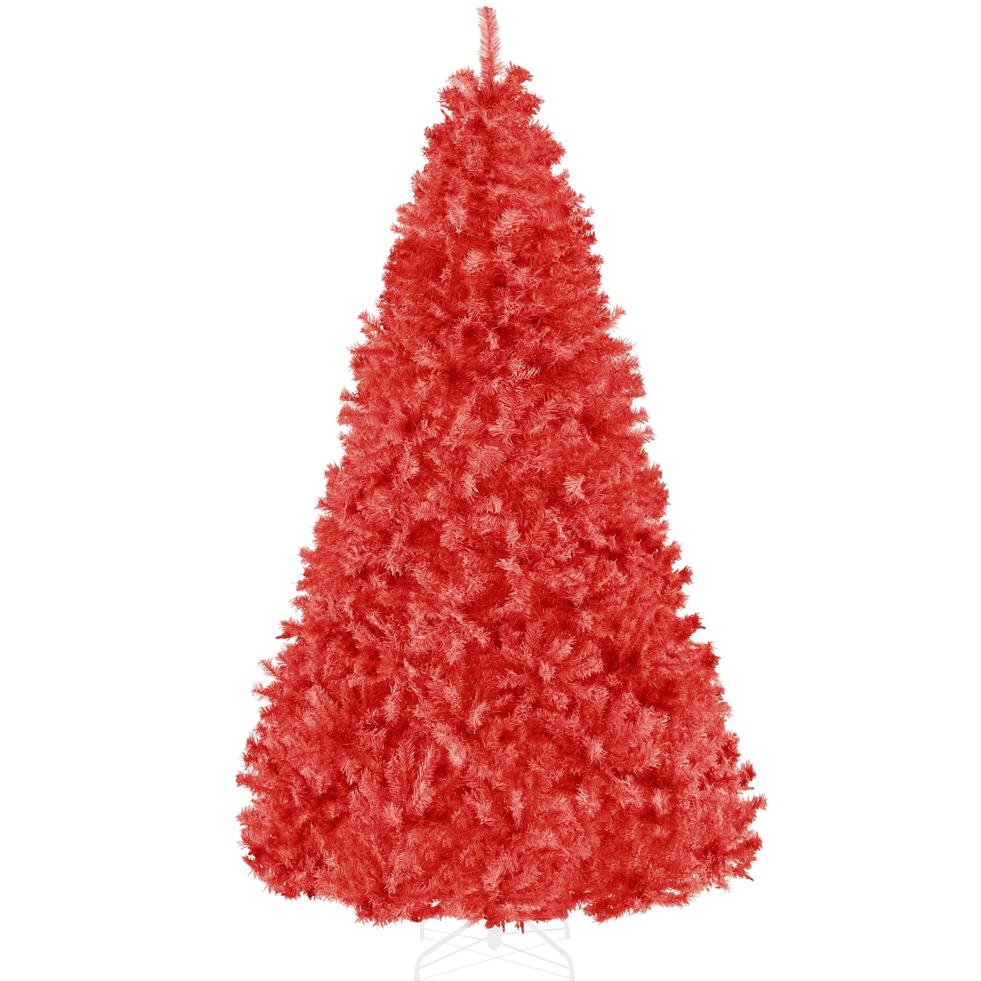 Artificial Red Christmas Tree, Unlit Pine Design w/Easy Assembly