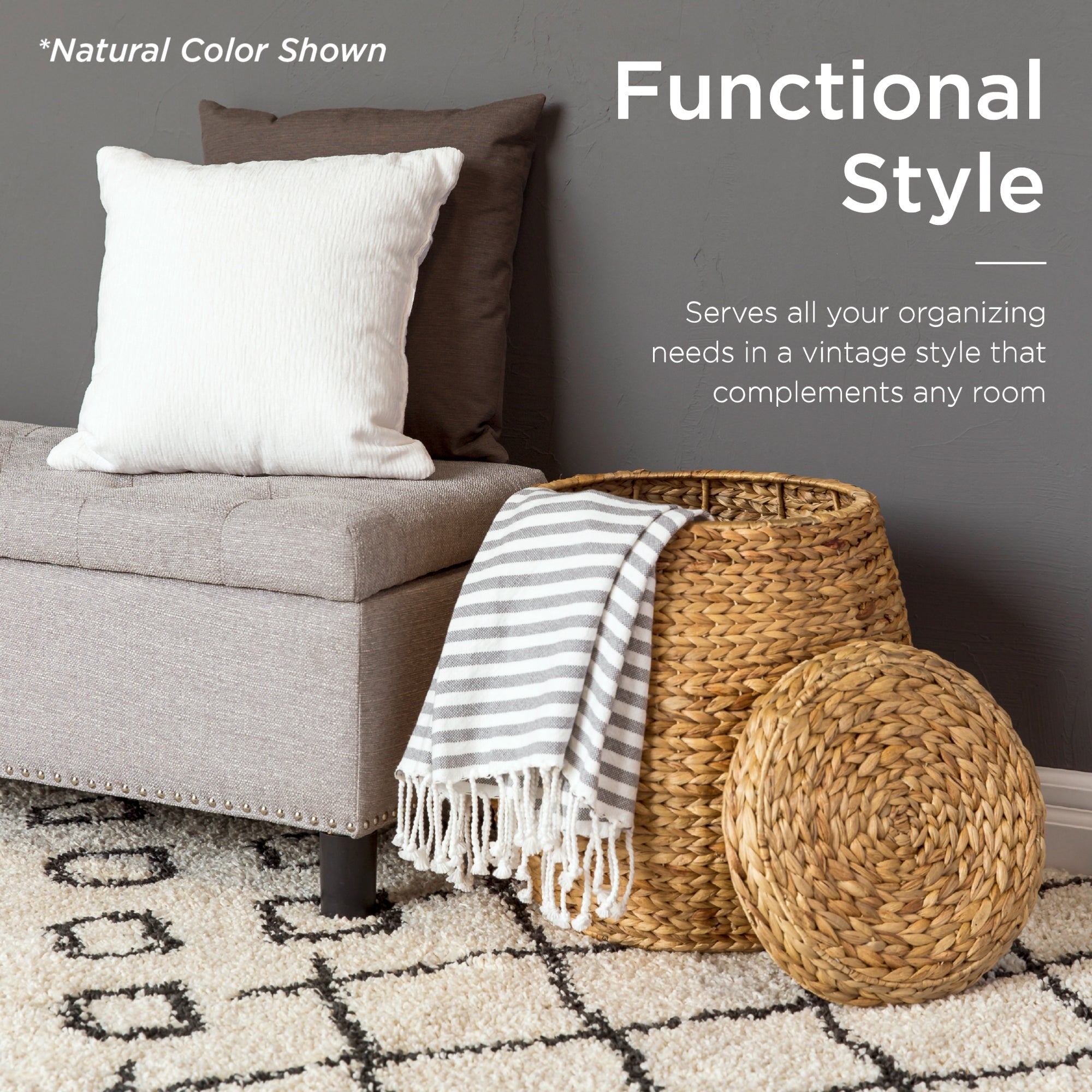 Multipurpose Hyacinth Storage Tote Basket