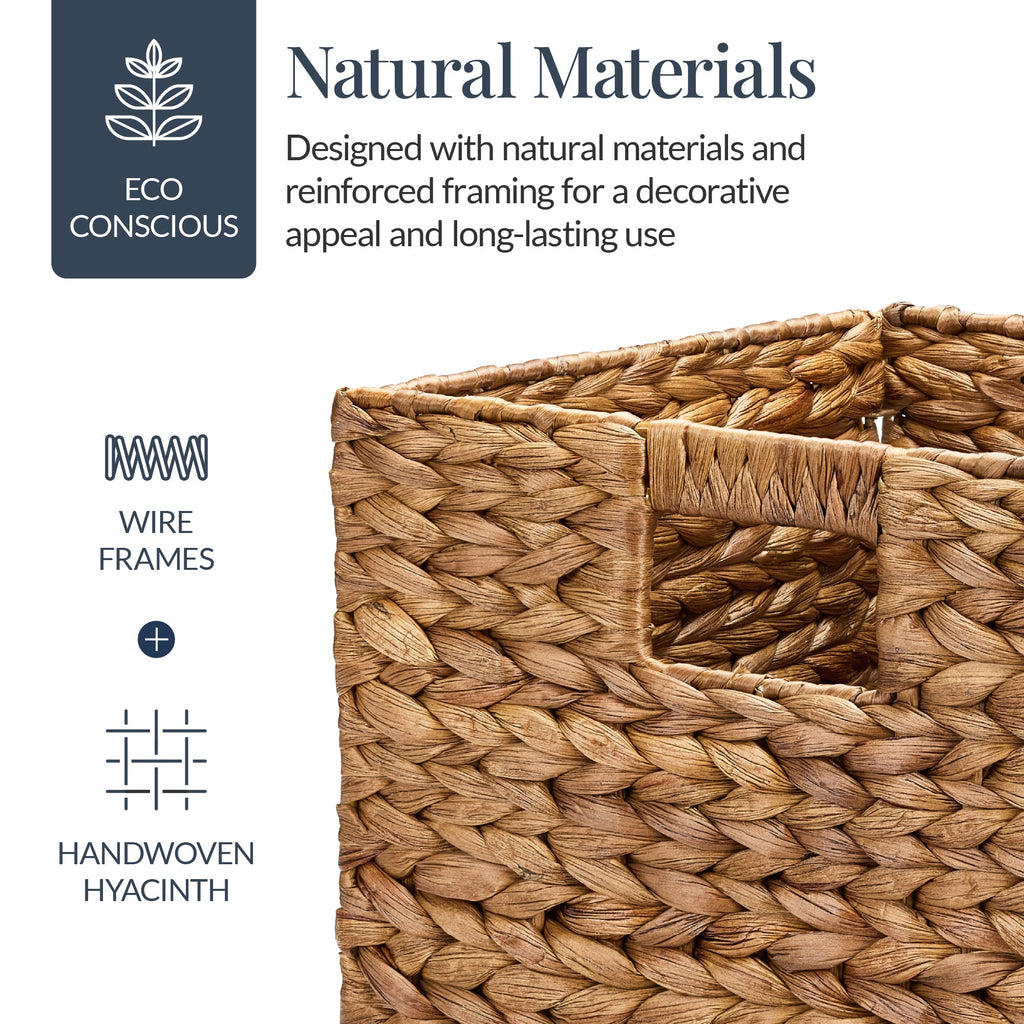 Set of 5 Collapsible Hyacinth Storage Baskets w/ Inserts - 12x12in