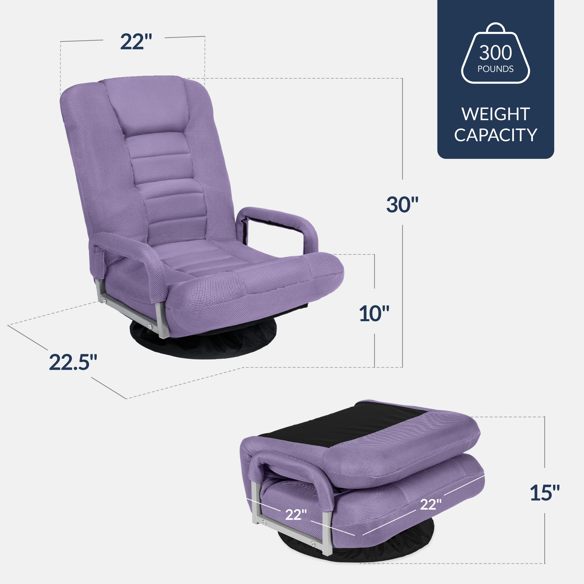 Gaming Floor Chair w/ 360-Degree Swivel, Armrest, Adjustable Backrest