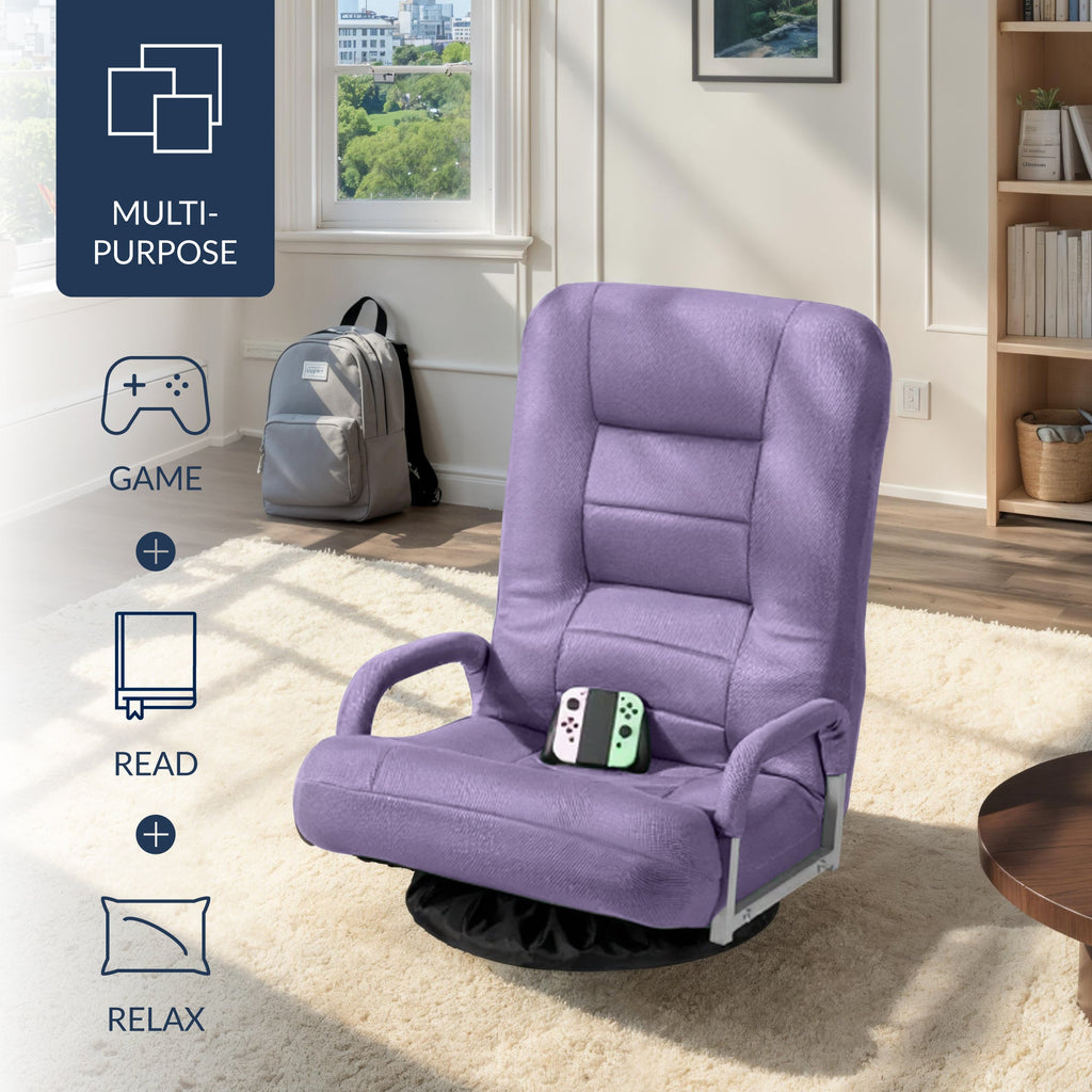 Gaming Floor Chair w/ 360-Degree Swivel, Armrest, Adjustable Backrest