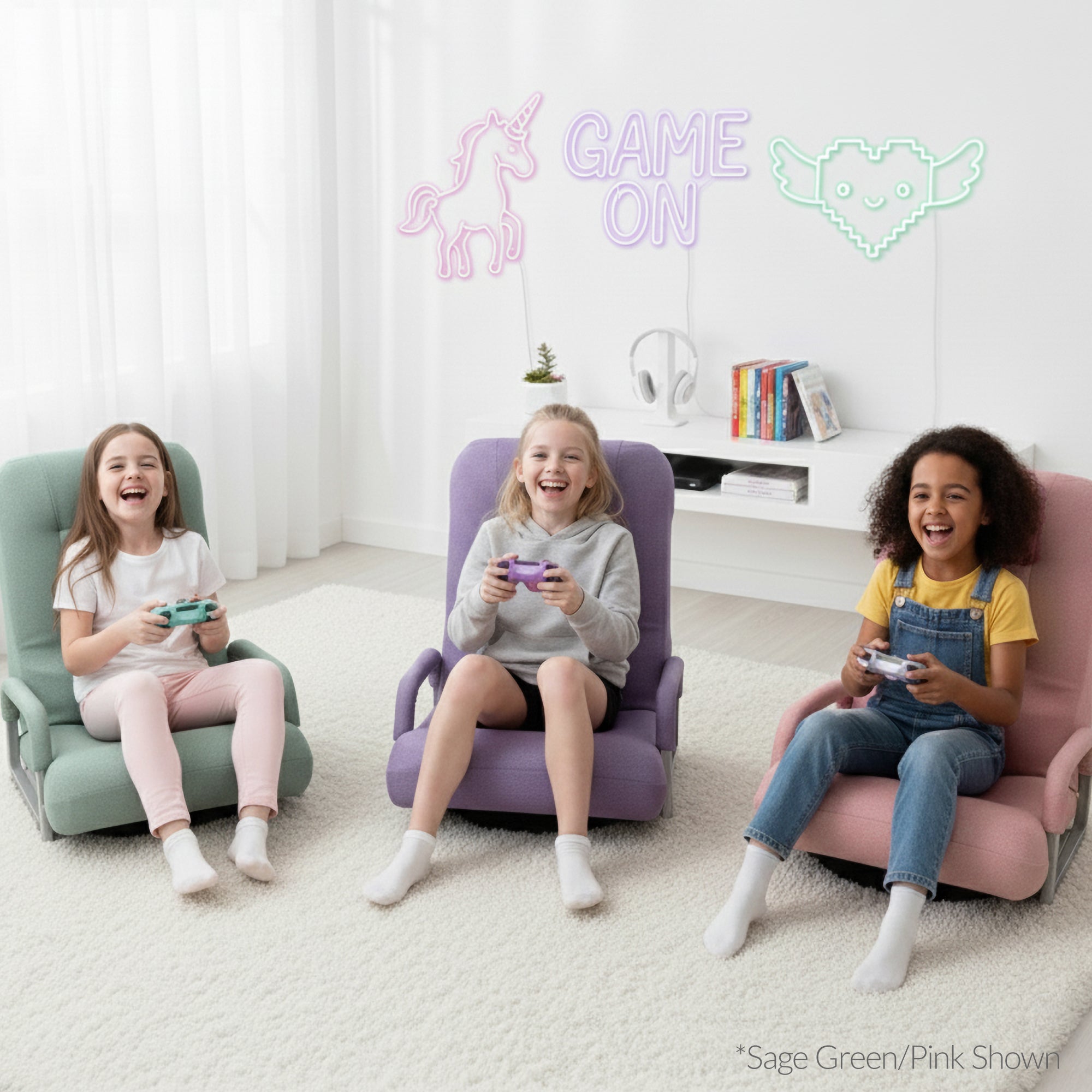 Gaming Floor Chair w/ 360-Degree Swivel, Armrest, Adjustable Backrest